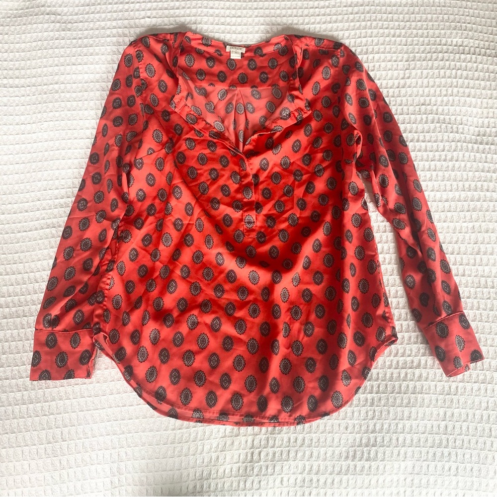 J. Crew factory Red printed Women's blouse size Small
